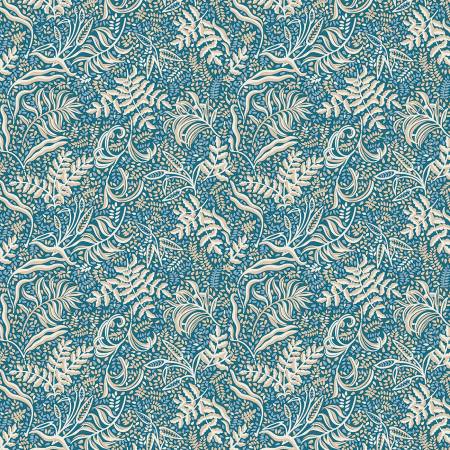 Autumn Woodland - Rustling Grasses B - Blue - Yardage