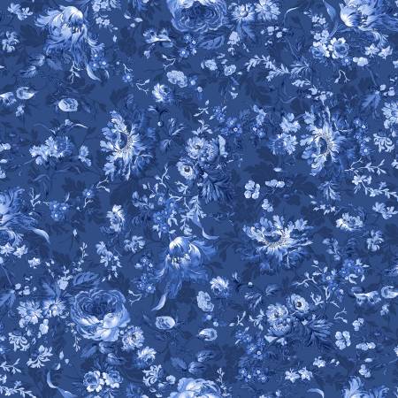 Blue Belle - Large Floral Navy - Yardage