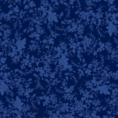 Blue Belle - Navy Leaves- Yardage