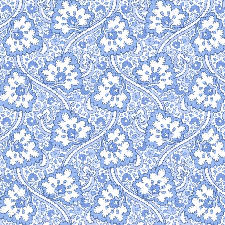 Blue Belle - White Paisley - Yardage