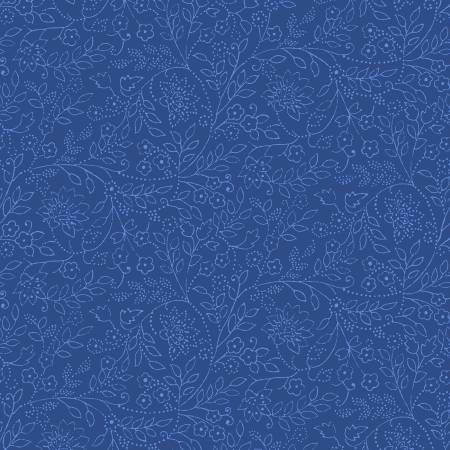 Blue Belle - Blue Trailing Leaf - Yardage