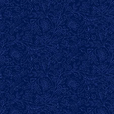Blue Belle - Navy Trailing Leaf- Yardage
