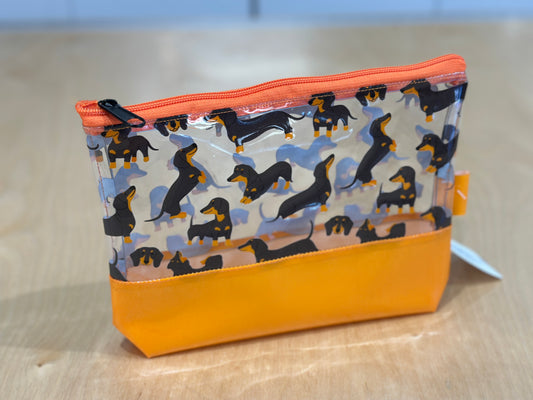 Clear Vinyl Bag #117 - Dachshunds with Yellow Base