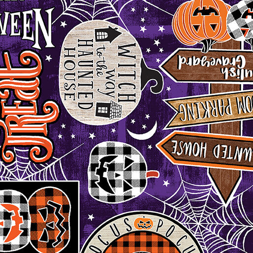 Happy Hauntings Hocus Pocus Purple Fabric
