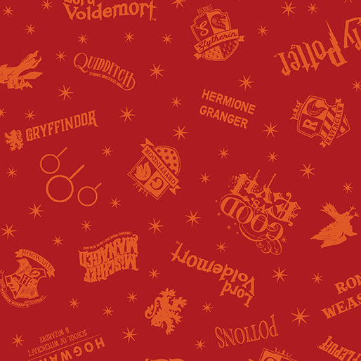 Harry Potter 2nd Edition - Shadow Words - Red - Yardage
