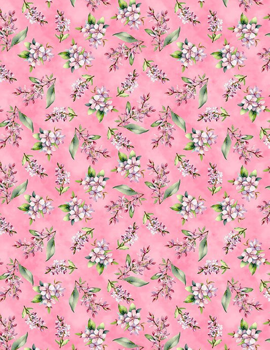 Dahlia Botanica - Small Floral - Pink - Yardage