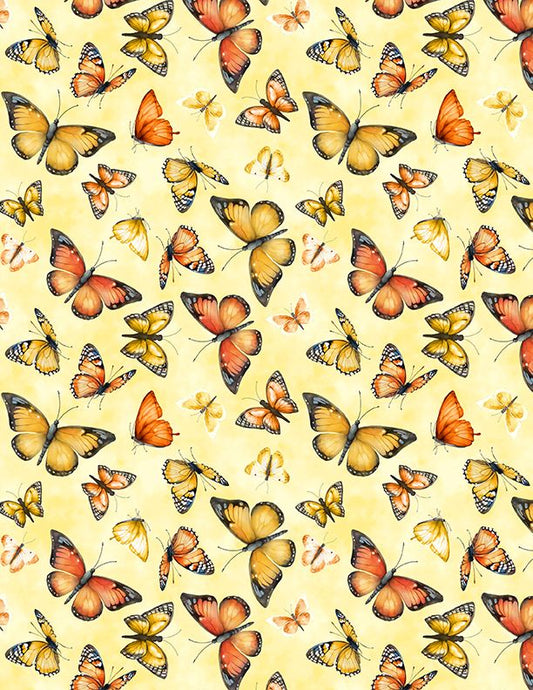 Dahlia Botanica - Butterflies - Yellow - Yardage