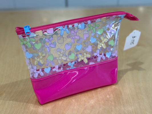 Clear Vinyl Bag #175 - Balloon Dogs & Hearts with Hot Pink Base