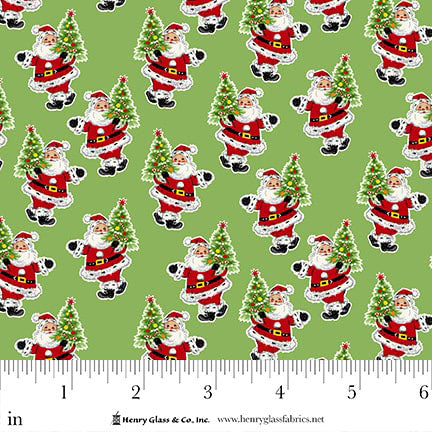 Santa's Coming to Town 1972-66 Green Fabric