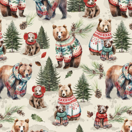 Merry Beary / Cream Solstice Snuggles 21240401-01 / Fabric