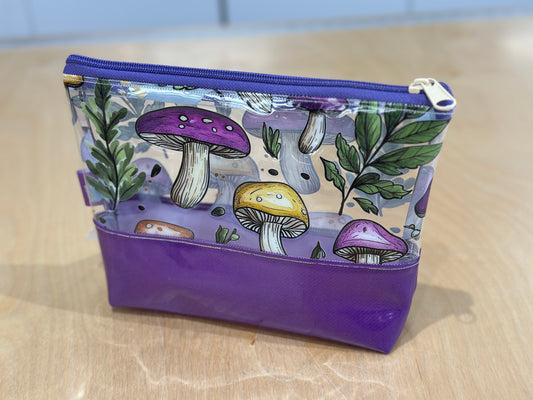 Clear Vinyl Bag #27 - Purple and Yellow Mushrooms with Purple Base