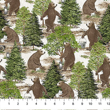 Bear Necessities - Forest Bears - Cream/Multi - Yardage