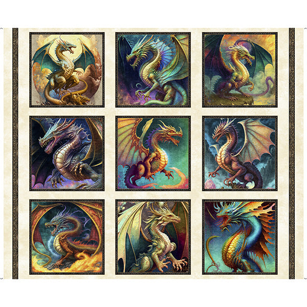 Dragon Fyre Picture Patches Cream 36" x 44" Panel