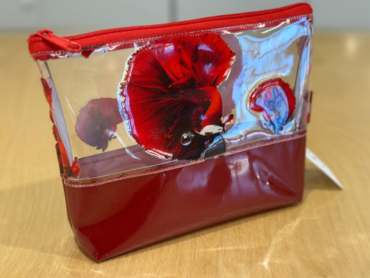 Clear Vinyl Bag #300 - Red Betta Fish with Burgundy Base