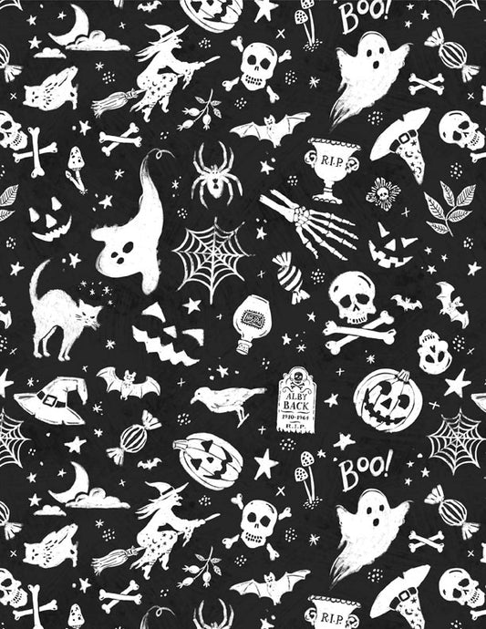 Midnight Hauntings Haunting Toss Black Fabric