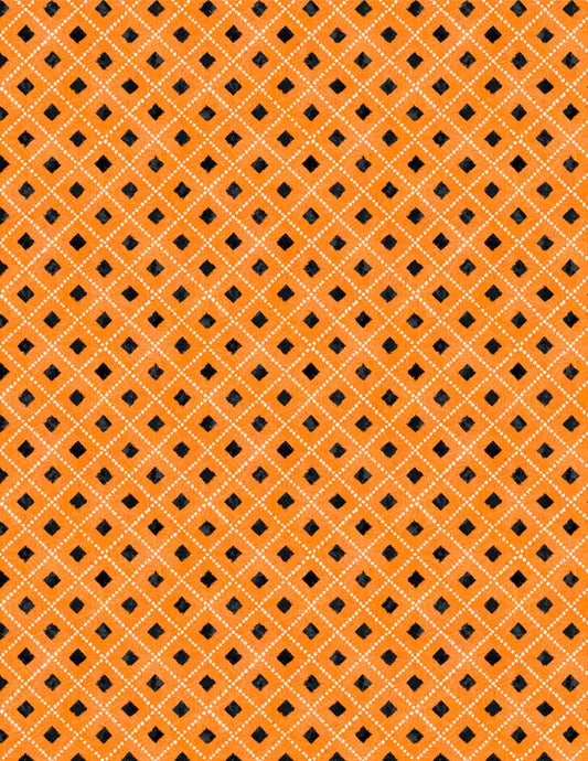 Midnight Hauntings Diamonds Orange Fabric