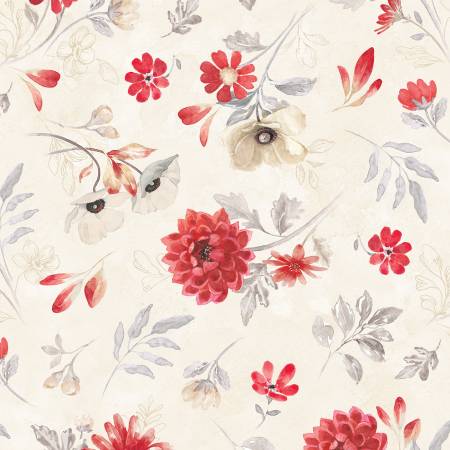 Scarlet Dreams Large Floral Toss Cream 30109-239 Yardage