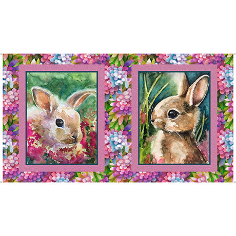 My Watercolor Garden Bunny Picture Patches 24" x 43" Panel