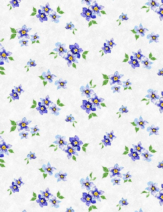 Floral Flutter - Pansy Toss - Light Gray - Yardage