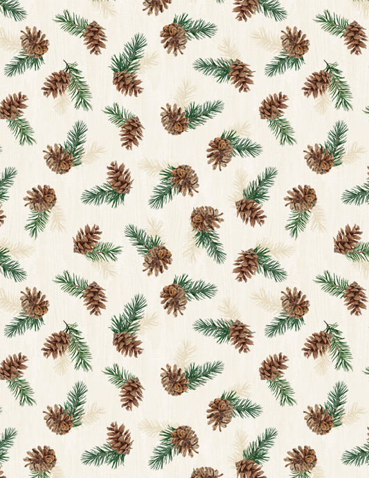 Evergreen Escape Pinecone Toss Sand Fabric