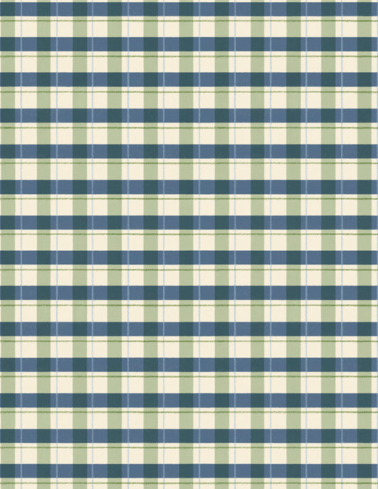 Evergreen Escape Plaid Navy/Green Fabric