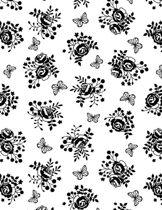 Shadow Blooms Bouquet Toss White Fabric