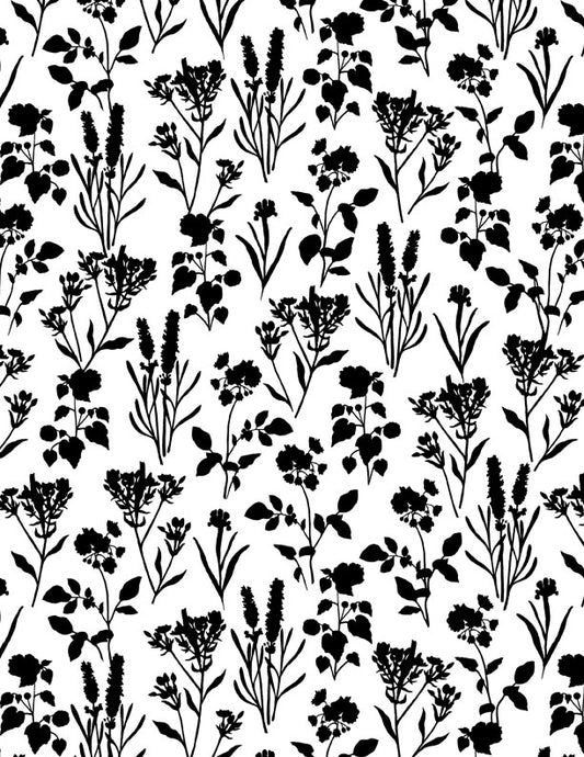 Shadow Blooms Plants All Over White Fabric