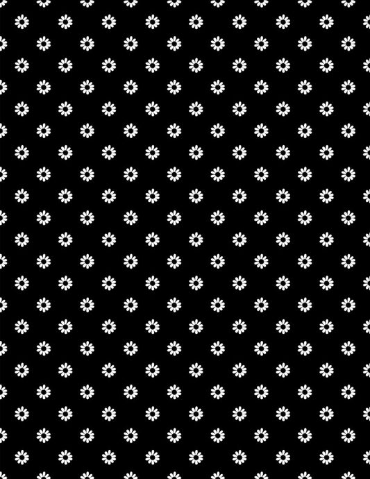 Shadow Blooms Daisy Dot Black Fabric