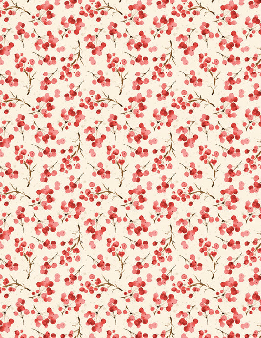 Cardinal Celebration Berries Cream Fabric
