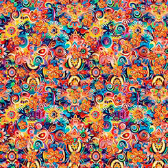 Skullduggery Floral Geo Orange Fabric