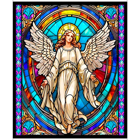 Guardian Angel - Stained Glass Angel 45" X 44" - Multi - Panel