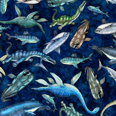 Savage Kingdom - Underwater Dinos - Multi - Yardage
