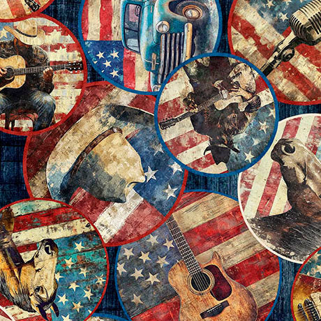 American Country - American Country Vignettes - Navy - Yardage