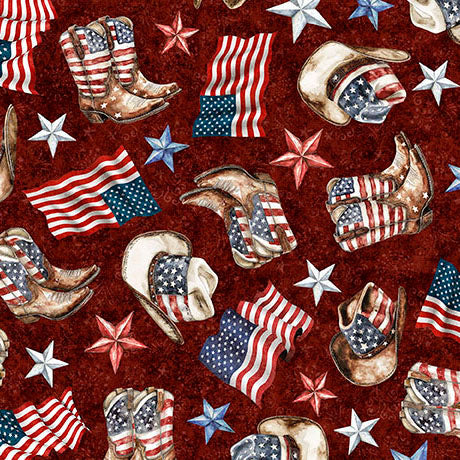 American Country - American Cowboy - Brick - Yardage