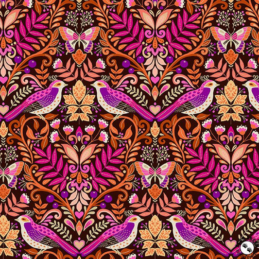 Makower Luxe Damask Pink Fabric