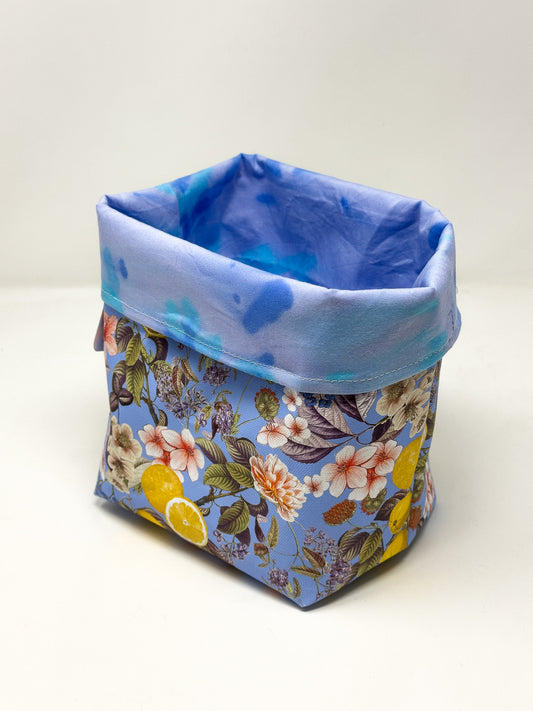 Tub Totes - Light Blue Lemon and Floral Pattern #4