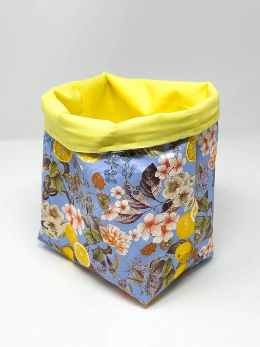 Tub Totes - Light Blue Lemon and Floral Pattern #4