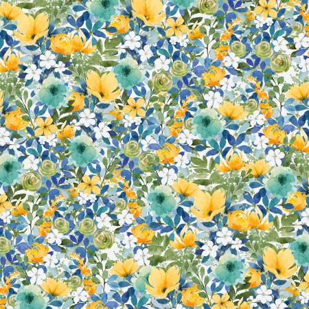Sunlit Serenade Multi Packed Floral  Fabric