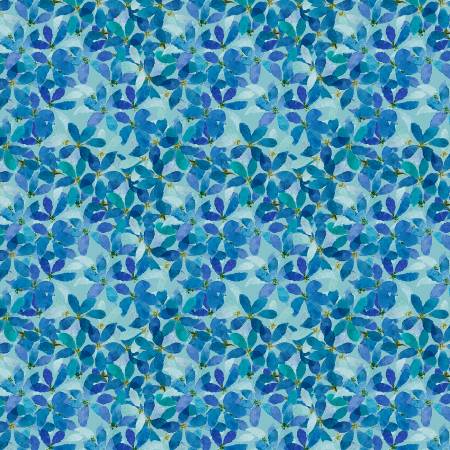 Sunlit Serenade Blue Medium Floral Fabric