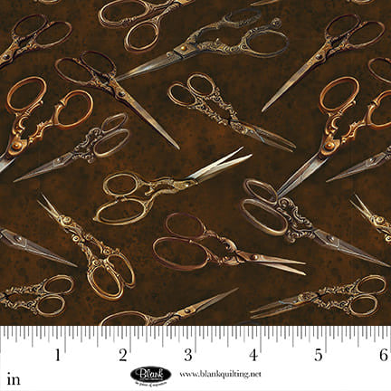 Forget Me Not - Scissors - Brown - Yardage
