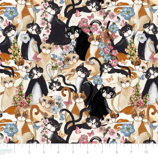 Secret Garden Collection Camelot -Purring in Petals-Cream - Yardage