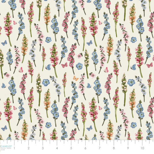 Secret Garden Collection Camelot -Fluttering Florals-Cream - Yardage