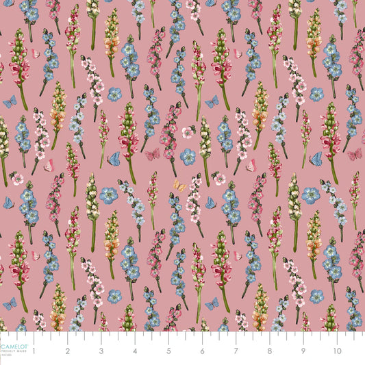 Secret Garden Collection Camelot -Fluttering Florals-Dusty Rose - Yardage