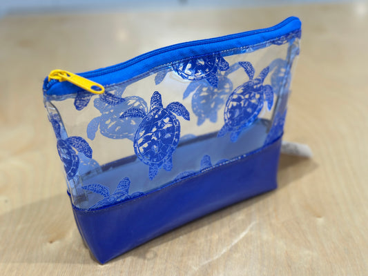 Clear Vinyl Bag #527 - Sea Turtles with Royal Blue Base
