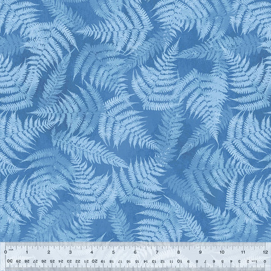 Botanical Blues Soft Blue Fern Leaves Fabric