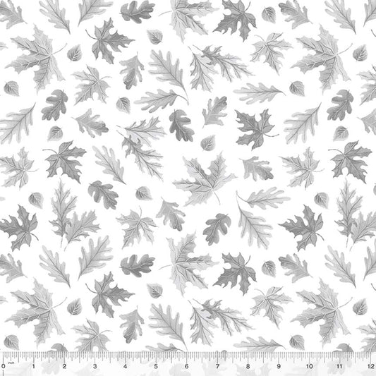 Fletcher Flannel White Falling Leaves Yardage
