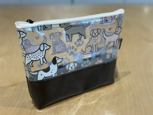 Clear Vinyl Bag #542 - Paw Prints & Pups with Black Base