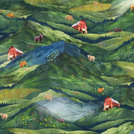 Highland Hooves - 54460-2 Pasture Little Hoof Hills YARDAGE