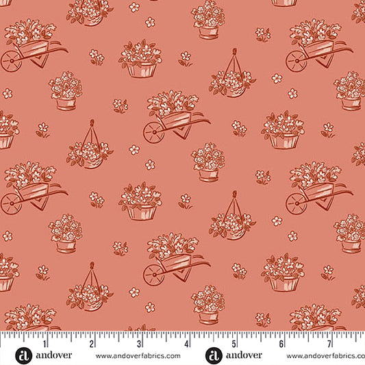 Heartland Dianne's Flowers Clay Fabric