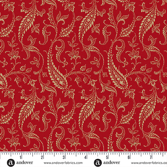 Bridgeport Paisley Vines Red Fabric